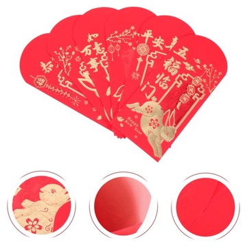 24 шт., красные конверты с мультяшным кроликом, красные пакеты