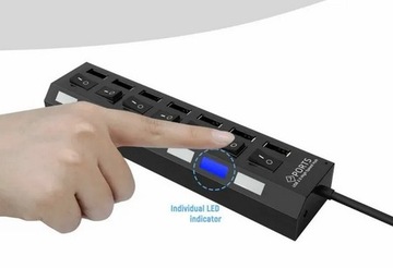 Port USB x 7 z wyłącznikami 7x USB ,zasilanie, dyski