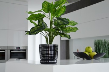 ДЕКОР диаметр цветочного горшка 14 см цветные черные полосы