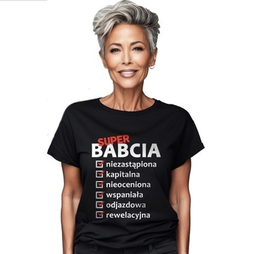 KOSZULKA DAMSKA KAPITALNA SUPER BABCIA TSHIRT DLA NAJLEPSZEJ BABCI BRELOK