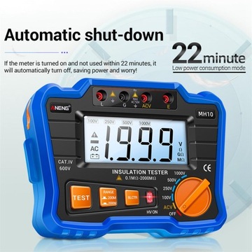 Мультиметр сопротивления изоляции в футляре для хранения. Синий мегаомметр.