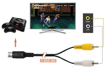 АУДИО/ВИДЕОКАБЕЛЬ 2XRCA МОНО-ПОДДЮЖКА ДЛЯ SEGA GENESIS 1 180 СМ