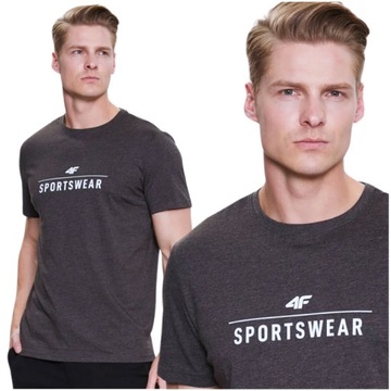 4F KOSZULKA MĘSKA Z KRÓTKIM RĘKAWEM SZARA SPORTOWA T-SHIRT r. M