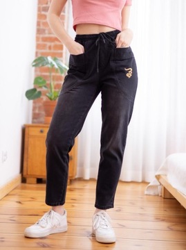 Damskie Spodnie JEANSOWE G. LoLo MODNE Czarne S
