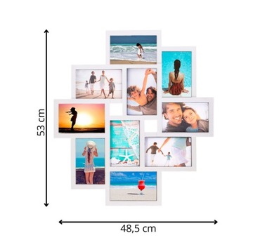 MULTIRAMA ZESTAW 10 RAMEK NA ZDJĘCIA BIAŁA RAMKA MULTI FOTO GALERIA KOLAŻ