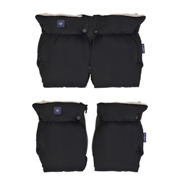 ZAFFIRO Dwuczęściowe Mufki 2w1 do wózka WEŁNA premium - BLACK