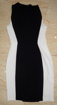 MANGO Suit czarno-biała olówkowa sukienka XS