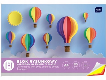 INTERDRUK Blok Rysunkowy A4 KOLOROWY Barwiony 20k