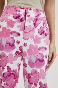 Spodnie w kwiaty różowe XL od MOODO