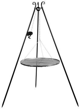 GRILL OGRODOWY FI 60CM TRÓJNÓG 180CM + KOŁOWROTEK