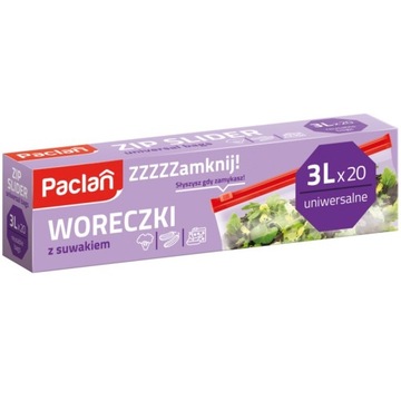 Paclan Woreczki strunowe z suwakiem 3L 15 sztuk