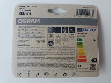 ГАЛОГЕННАЯ ЛАМПОЧКА OSRAM 12В 20Вт G4 300лм/комплект-2шт