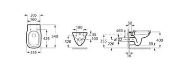 Подвесной унитаз Roca Debba Rimless A34699L000