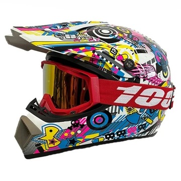 KASK MOTOCYKLOWY DZIECIĘCY ENDURO QUADA Z GOGLAMI -, M