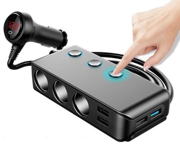 РАЗЪЕМ ПРИкуривателя 12-24 В USB QC3.0 РАЗЪЕМ НА 3 РАЗЪЕМА