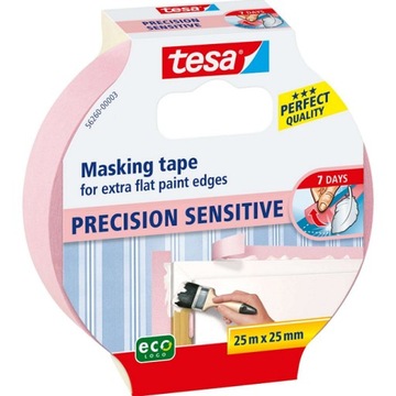 Tesa Taśma malarska do delikatnych podłoży Sensitive 7dni różowa 25m x 25mm