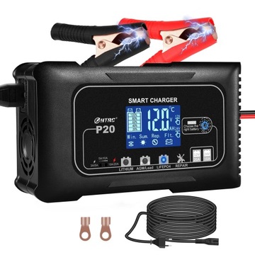24V 12V 20A AUTOMATYCZNY INTELIGENTNY PROSTOWNIK ŁADOWARKA AKUMULATORA LCD