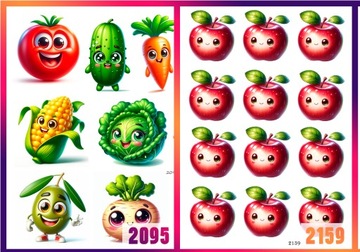 Naklejki dla dzieci prezent motywacyjne nagrody warzywa owoce dużo wzorów