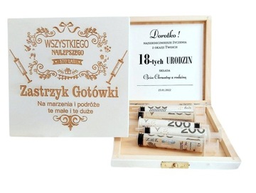 Zastrzyk gotówki urodzinowy z GRAWEREM 3 kolory