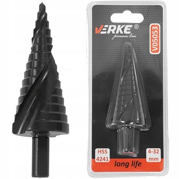 WIERTŁO STOŻKOWE STOPNIOWE SPIRALNE CHOINKOWE METALU ROZWIERTAK HSS 4-32 MM