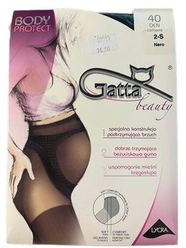 Gatta beauty Body Protect 40 den rajstopy ciążowe Nero Czarne 2-S