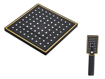 Верхний душ-дождь, излив 1,5 м, черный кран