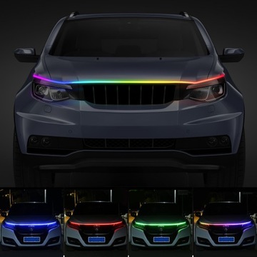 СВЕТОДИОДНАЯ ЛЕНТА НА КАПОТЕ АВТОМОБИЛЯ ДИНАМИЧЕСКАЯ КРЫШКА ДВИГАТЕЛЯ.