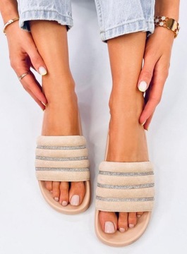 Klapki z cyrkoniami LYNNE BEIGE 38