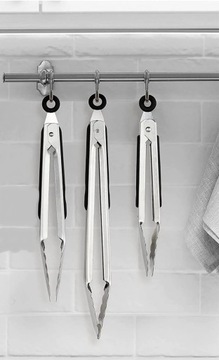 Щипцы кухонные, сталь, силикон, металлические ручки, 3 шт, набор для барбекю