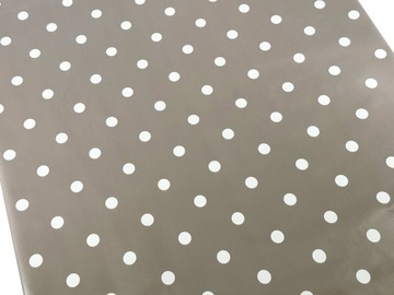 Скатерть клеёнка на заказ Серый Бежевый горошек 280х140 см