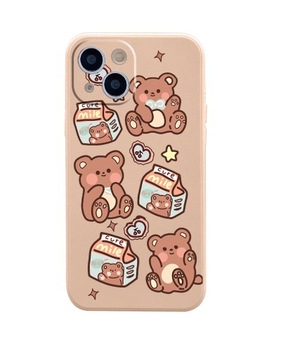 słodki wzór misia etui na telefon ze smyczą do iphone 8puls, khaki