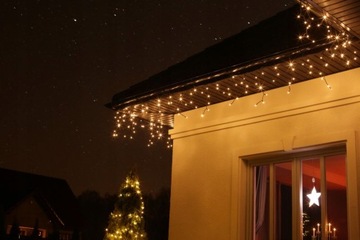 KURTYNA ŚWIETLNA SOPLE ZEWNĘTRZNE 200 LED LAMPKI FLASH BIAŁE CIEPŁE