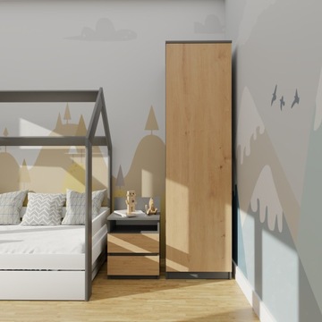 ШКАФ ДВЕРЬ ГАРДЕРОБА SD-50 АНТРАЦИТ ДУБ АРТИЗАН