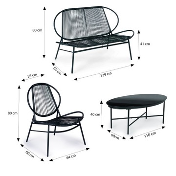 Стол и стулья Modern Home, пластик, Садовая мебель, черный OUTLET