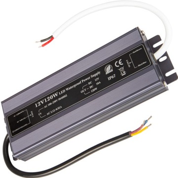 ZASILACZ DO TAŚM LED REKLAM WODOODPORNY IP67 12V 10A 120W PROSTA INSTALACJA
