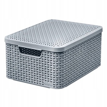 KOSZYK POJEMNIK Z POKRYWKĄ 18L RATTAN SZARY CURVER