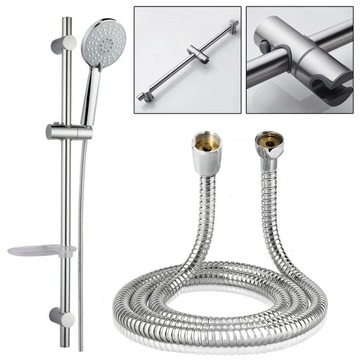 DRĄŻEK PRYSZNICOWY Z UCHWYTEM PÓŁKĄ SŁUCHAWKĄ WĘŻEM CHROMOWANY REGULOWANY