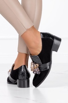 PÓŁBUTY SKÓRZANE DAMSKIE MOKASYNY LEKKIE LORDSY OZDOBA KROKODYLI WZÓR r 37