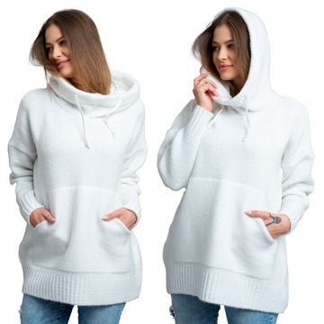 BUENO sweter bluza oversize z kapturem KANGURKA