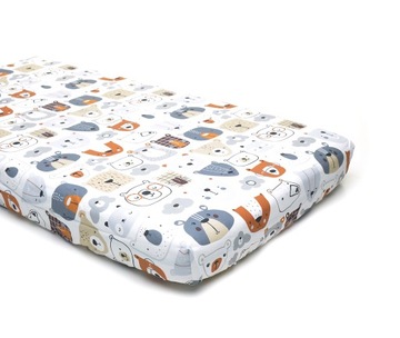 Prześcieradło do łóżeczka na gumce 60x120 cm MISIE bawełna premium WYPRAWKA