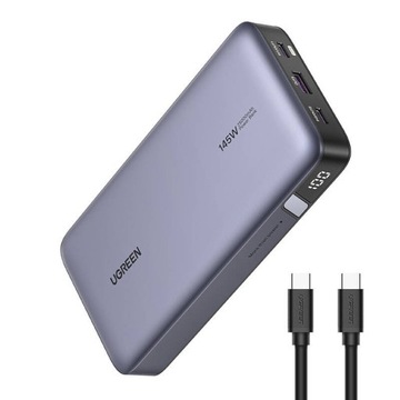 POWERBANK 25000MAH UGREEN PB205, USB-A, 2XUSB-C 145W PD SZARY