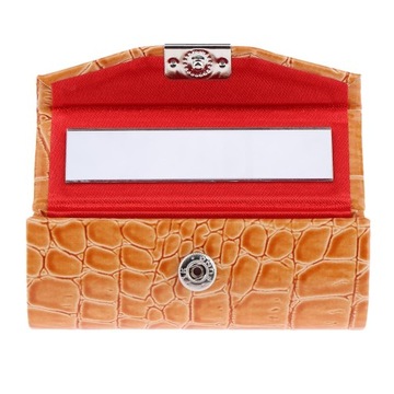 3 футляра для губной помады с держателем для зеркала, сумочка для губной помады оранжевого, красного и коричневого цвета