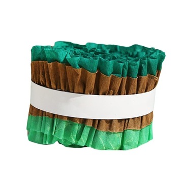 2 шт. Мятая бумага в рулоне. Ленты из креповой бумаги. Коричневый и зеленый фон.