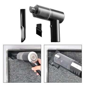 Мини беспроводной ручной автомобильный пылесос с моющейся светодиодной лампой, черный