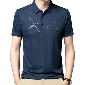 T Shirt Men Codzienna praca Biznes 3XL Ciemnoniebieski