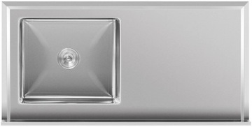 Мойка для кухни одночаша с полкой и бортиком, правая, 120 х 60 х 9