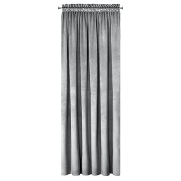 Srebrna zasłona MATOWY WELWET żabki 140x250 STYL