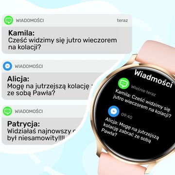 SMARTWATCH DAMSKI ZEGAREK ROZMOWY MENUPL ZDROWIE SPORT POWIADOMIENIA 2paski