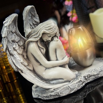 СЕРАЯ ГИПСОВАЯ ФИГУРКА Гробница СОЛНЕЧНАЯ СВЕТОДИОДНАЯ ЛАМПА