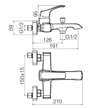 ПОЛЬША Cubic VALVEX смеситель для ванны + ДУШ 3F